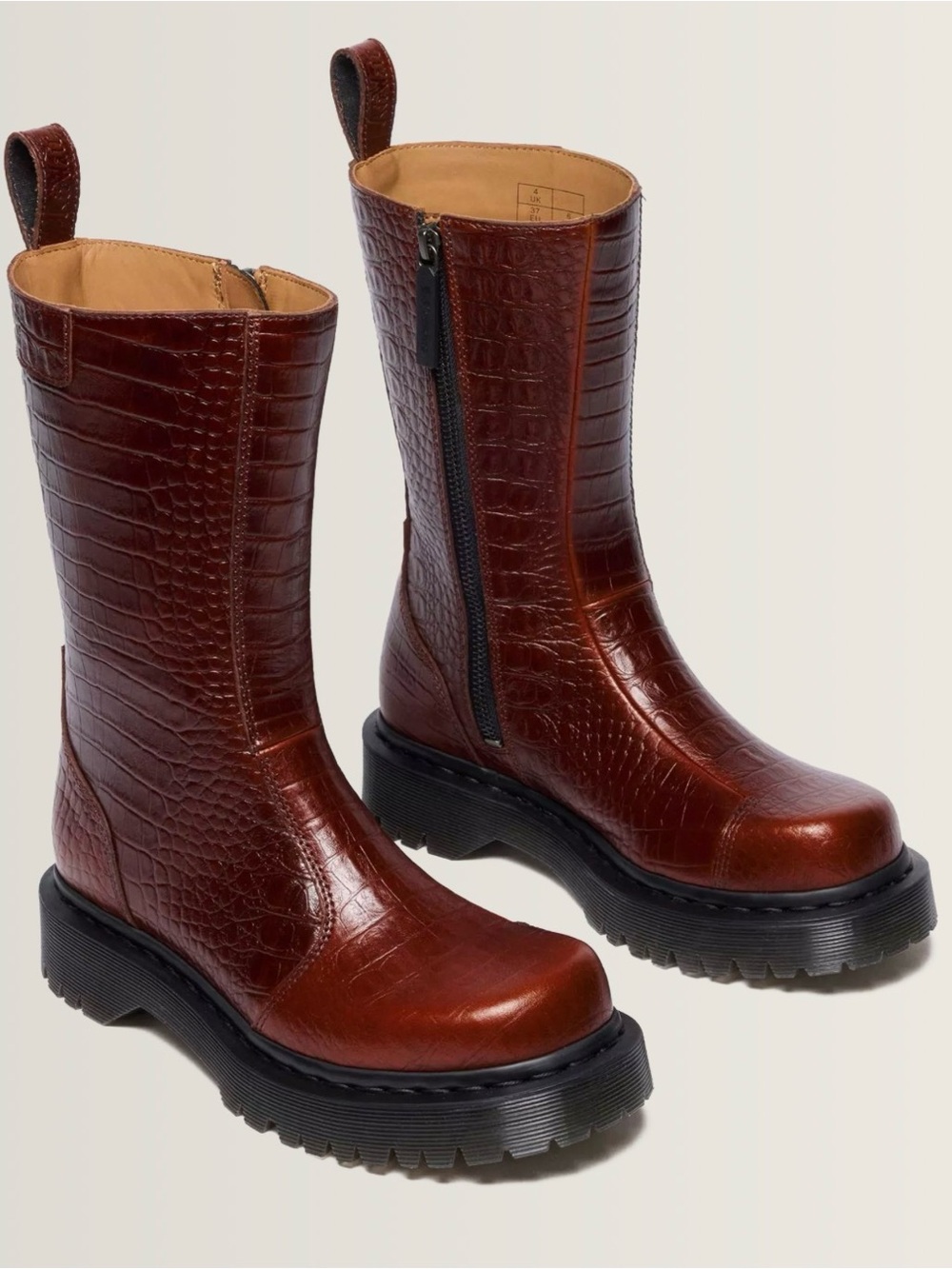 Dr. Martens REJENA CROC EMBOSS LEATHER BOOTS NWT